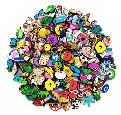 Random 10-200Pcs Non-Repeat Shoe Charms for Sandals, Beach Bags, PVC DIY Shoe Decorations Accessories Charms Cartoon Shoe Charms
