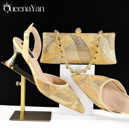 Festive Elegance: Spot Goods Fashionable shoes and bags in Europe and America Office Ladeis Shoes And Bag for Special Occasions