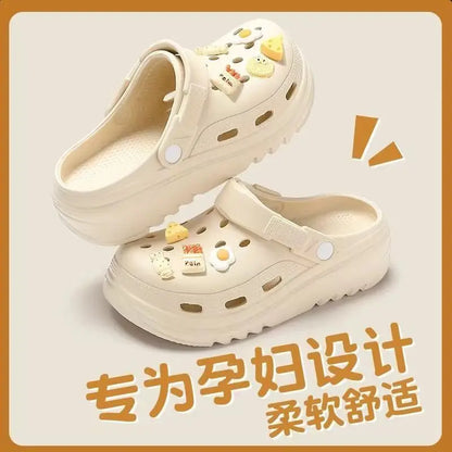 2026 new bag head thick-soled cartoon versatile outer wear non-slip fashion cute hole shoes women's beach summer