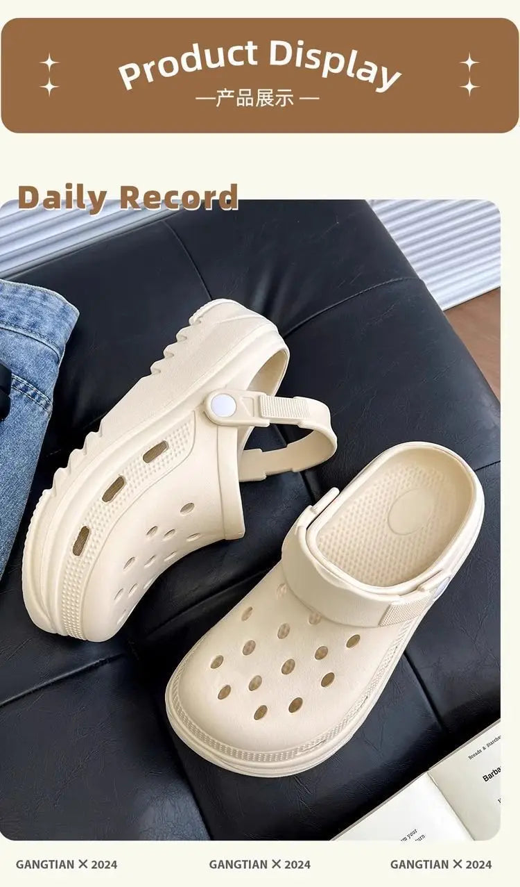 2026 new bag head thick-soled cartoon versatile outer wear non-slip fashion cute hole shoes women's beach summer