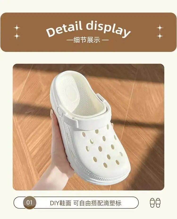 2026 new bag head thick-soled cartoon versatile outer wear non-slip fashion cute hole shoes women's beach summer