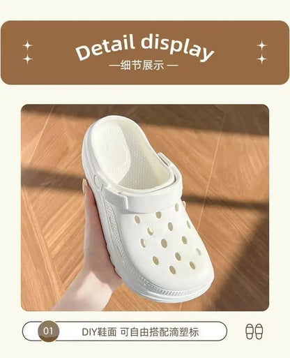 2026 new bag head thick-soled cartoon versatile outer wear non-slip fashion cute hole shoes women's beach summer
