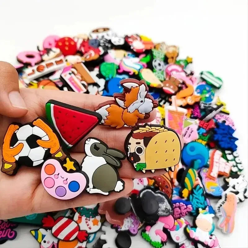 Random 10-200Pcs Non-Repeat Shoe Charms for Sandals, Beach Bags, PVC DIY Shoe Decorations Accessories Charms Cartoon Shoe Charms