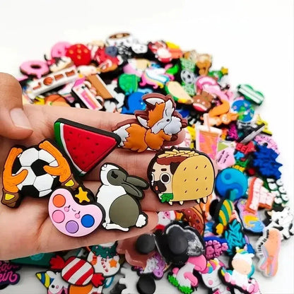 Random 10-200Pcs Non-Repeat Shoe Charms for Sandals, Beach Bags, PVC DIY Shoe Decorations Accessories Charms Cartoon Shoe Charms