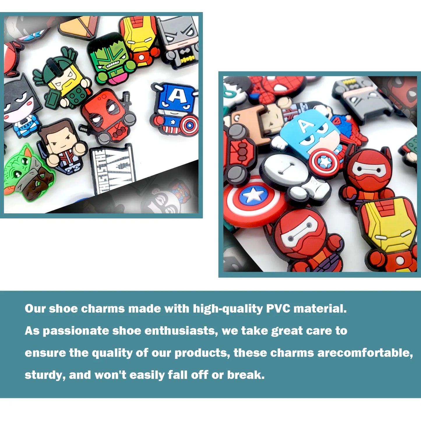 Random 10-50Pcs Marvel Series Shoe Charms For Key Chain Sandals Beach Bags, DIY Shoe Decorations Accessories Shoes Pins