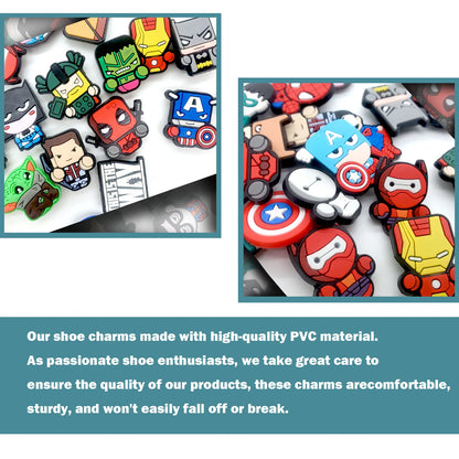 Random 10-50Pcs Marvel Series Shoe Charms For Key Chain Sandals Beach Bags, DIY Shoe Decorations Accessories Shoes Pins