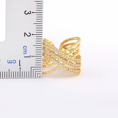 Nidin Multilayer Crossed Rings for Women Opening Adjustable Gold Plated New Trend Luxury Wedding Aesthetic Jewelry anillos mujer
