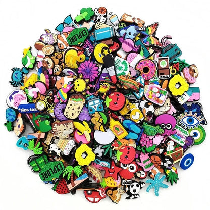Random 10-200Pcs Non-Repeat Shoe Charms for Sandals, Beach Bags, PVC DIY Shoe Decorations Accessories Charms Cartoon Shoe Charms