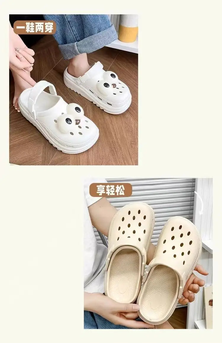 2026 new bag head thick-soled cartoon versatile outer wear non-slip fashion cute hole shoes women's beach summer