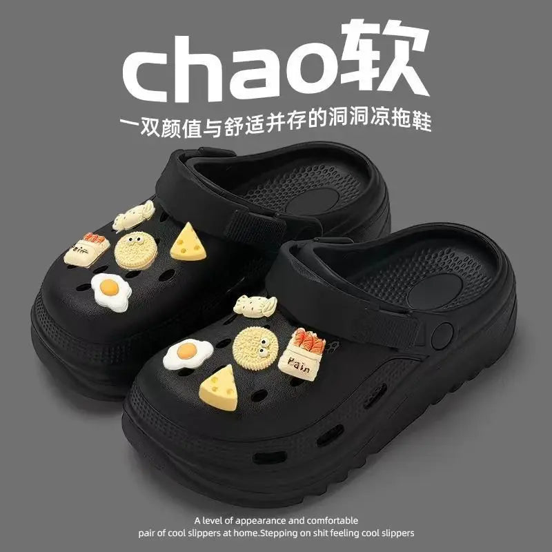 2026 new bag head thick-soled cartoon versatile outer wear non-slip fashion cute hole shoes women's beach summer