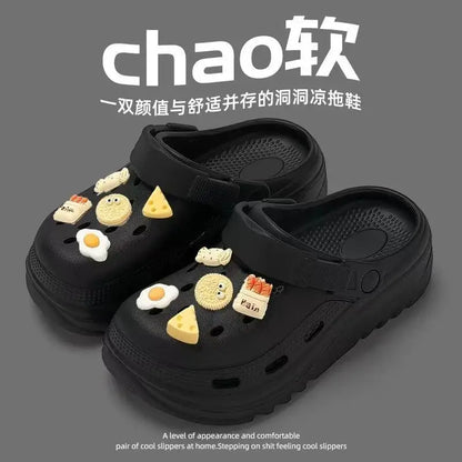 2026 new bag head thick-soled cartoon versatile outer wear non-slip fashion cute hole shoes women's beach summer