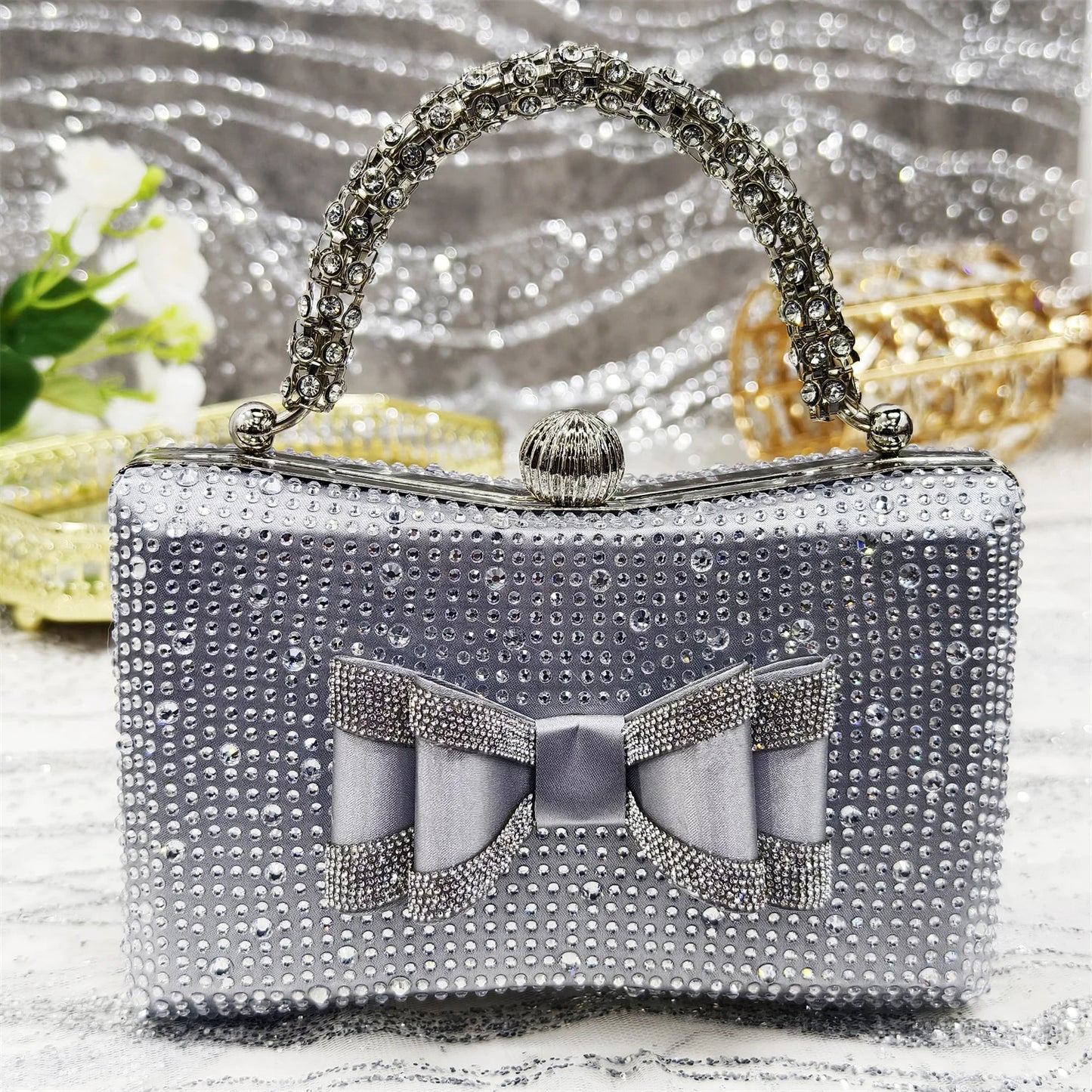 Venus Chan 2025 American Fashion Wonem Shoes And Bags for Party Rhinestone Bow Pointed-Toe Women's High Heels Wedding Shoes