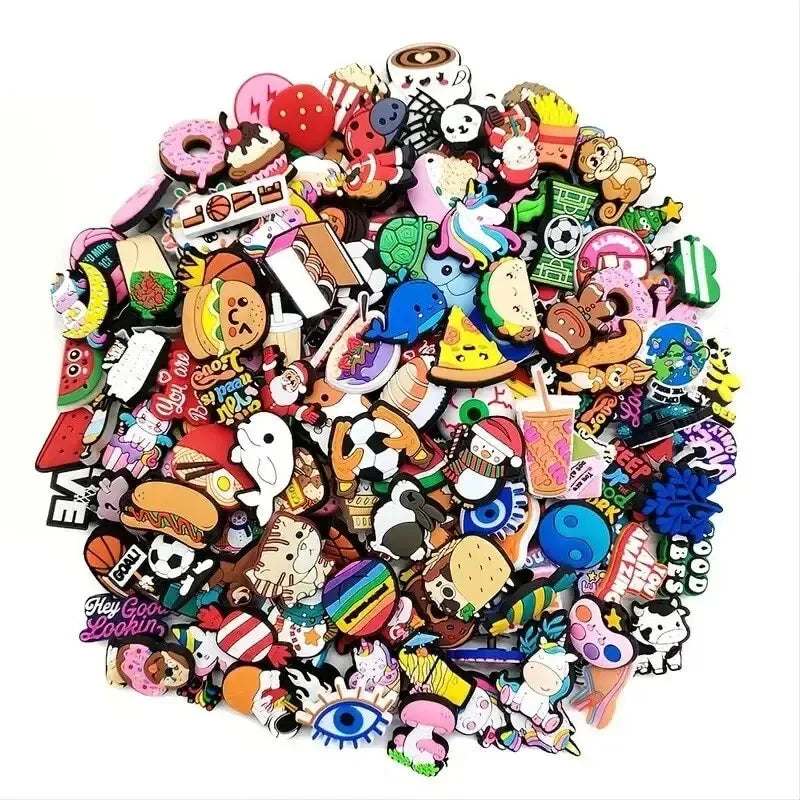 Random 10-200Pcs Non-Repeat Shoe Charms for Sandals, Beach Bags, PVC DIY Shoe Decorations Accessories Charms Cartoon Shoe Charms