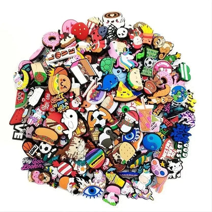 Random 10-200Pcs Non-Repeat Shoe Charms for Sandals, Beach Bags, PVC DIY Shoe Decorations Accessories Charms Cartoon Shoe Charms