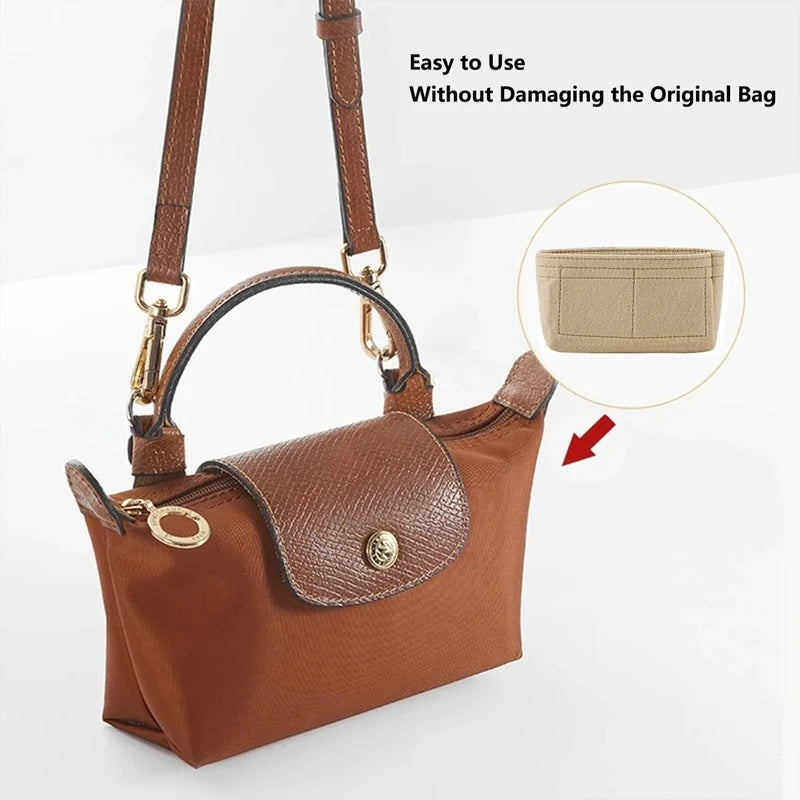 Bag Organizer for Longchamp Small Tote Bag Timid Bags Storage & Finishing Inner Liner Handbags Insert Organizer Fit Mini Size