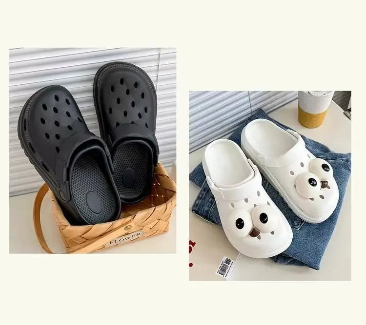 2026 new bag head thick-soled cartoon versatile outer wear non-slip fashion cute hole shoes women's beach summer