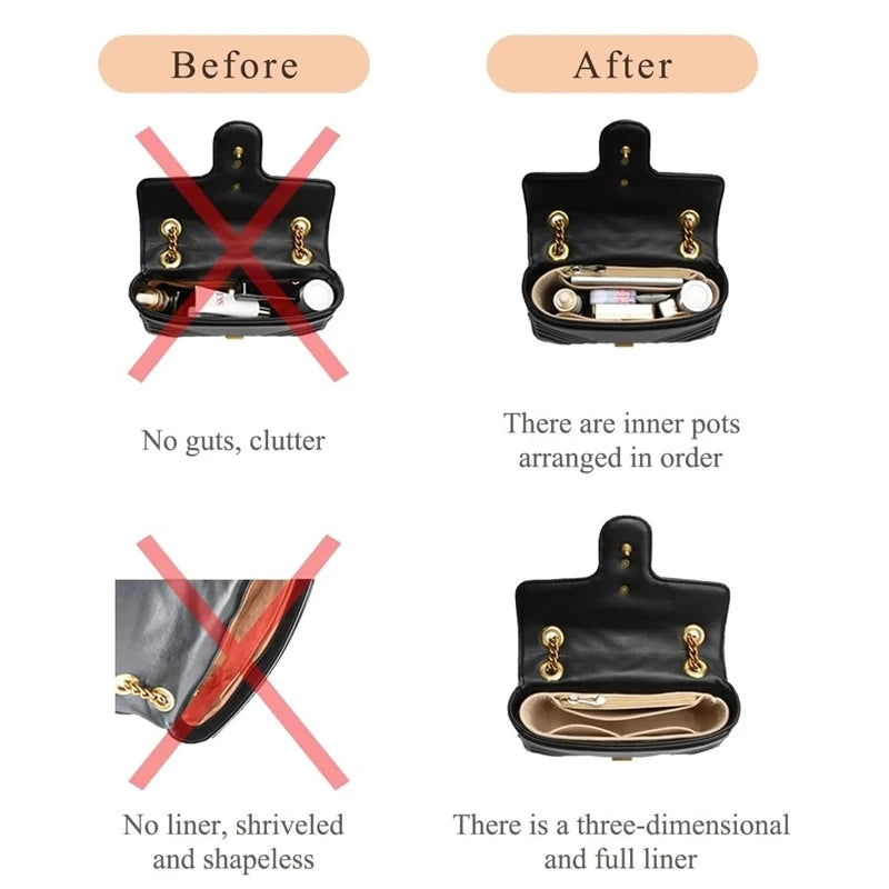Bag Organizer for Longchamp Small Tote Bag Timid Bags Storage & Finishing Inner Liner Handbags Insert Organizer Fit Mini Size