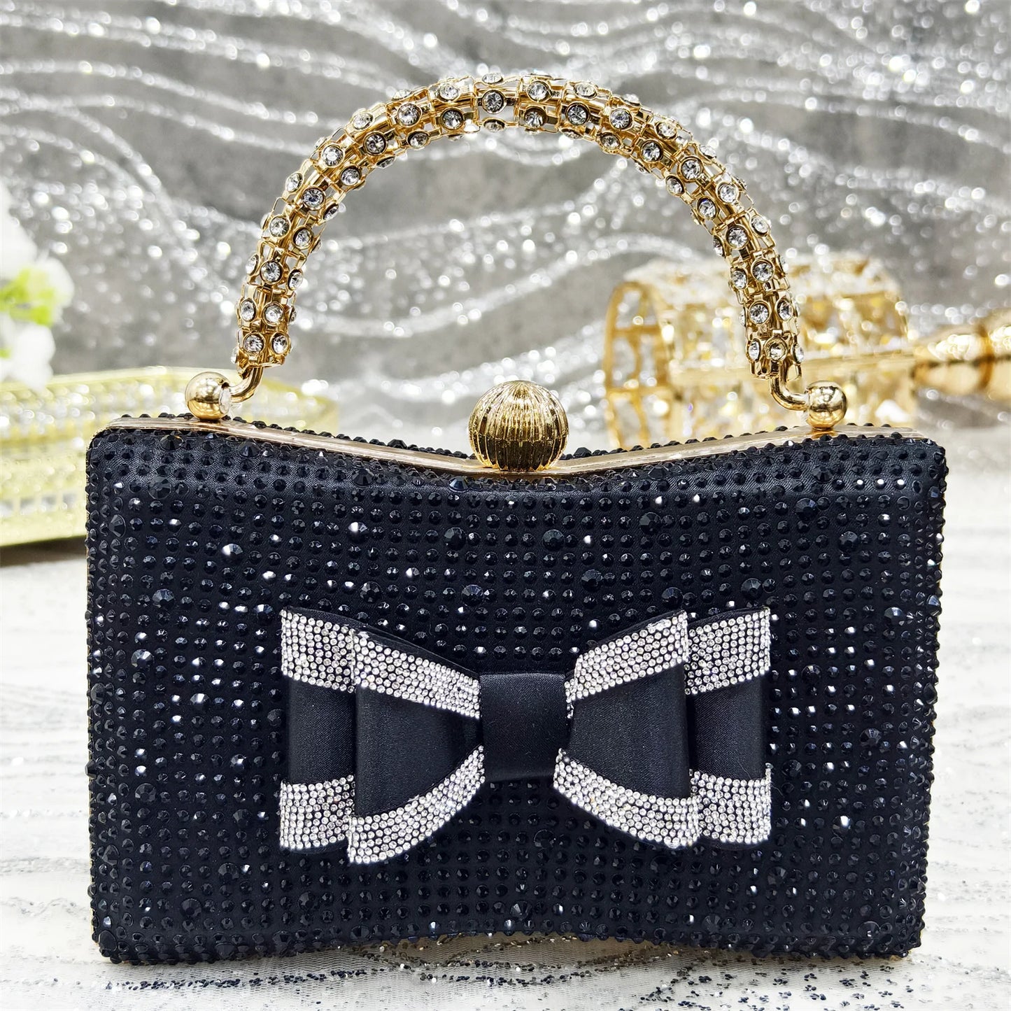 Venus Chan 2025 American Fashion Wonem Shoes And Bags for Party Rhinestone Bow Pointed-Toe Women's High Heels Wedding Shoes