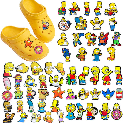 15-100pcs Hot sales Cartoon Wacky Simpson Anime Series PVC Shoe Accessories Suitable For Hole Shoes And Beach Bags Accessory