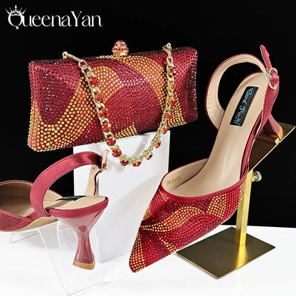 Festive Elegance: Spot Goods Fashionable shoes and bags in Europe and America Office Ladeis Shoes And Bag for Special Occasions