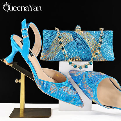 Festive Elegance: Spot Goods Fashionable shoes and bags in Europe and America Office Ladeis Shoes And Bag for Special Occasions