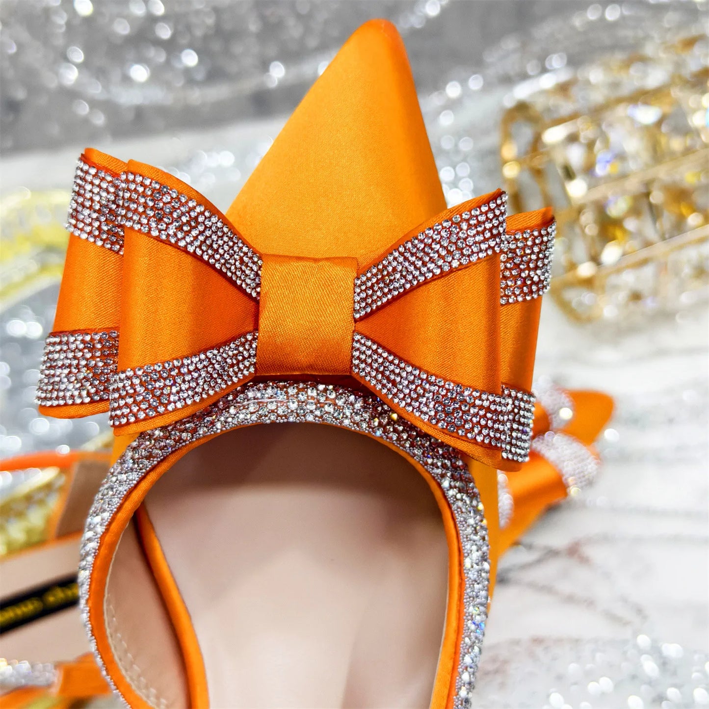 Venus Chan 2025 American Fashion Wonem Shoes And Bags for Party Rhinestone Bow Pointed-Toe Women's High Heels Wedding Shoes