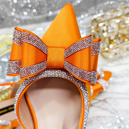 Venus Chan 2025 American Fashion Wonem Shoes And Bags for Party Rhinestone Bow Pointed-Toe Women's High Heels Wedding Shoes