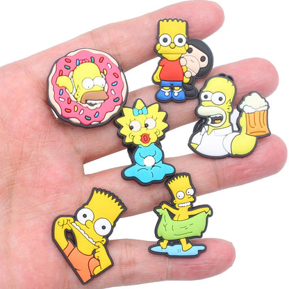 15-100pcs Hot sales Cartoon Wacky Simpson Anime Series PVC Shoe Accessories Suitable For Hole Shoes And Beach Bags Accessory